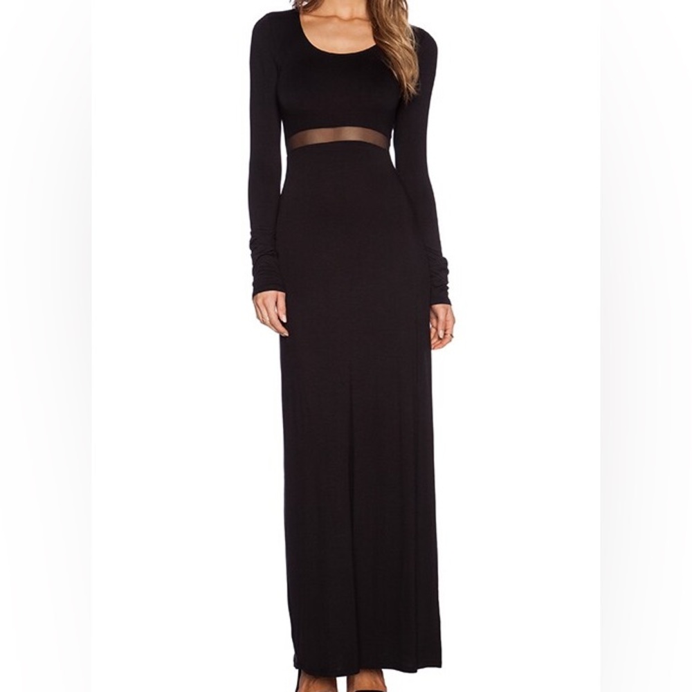 BCBGeneration Elegant Black Sheer Waist Dress